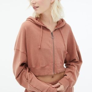 Aeropostale washed full zip cropped hoodie